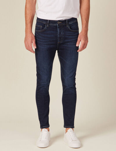 Jeans tapered 5 poches denim brut homme