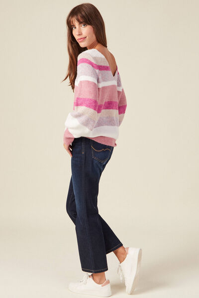 Pull manches longues rouge clair femme
