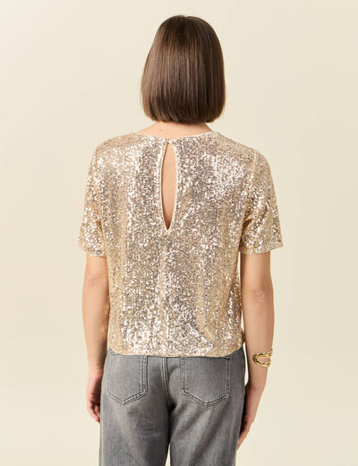 T-shirt manches courtes creme femme