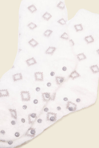 Chaussettes d'intérieur ecru femme