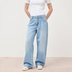 Jeans loose taille standard en coton denim bleach femme
