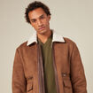 Blouson suédine col aviateur marron homme