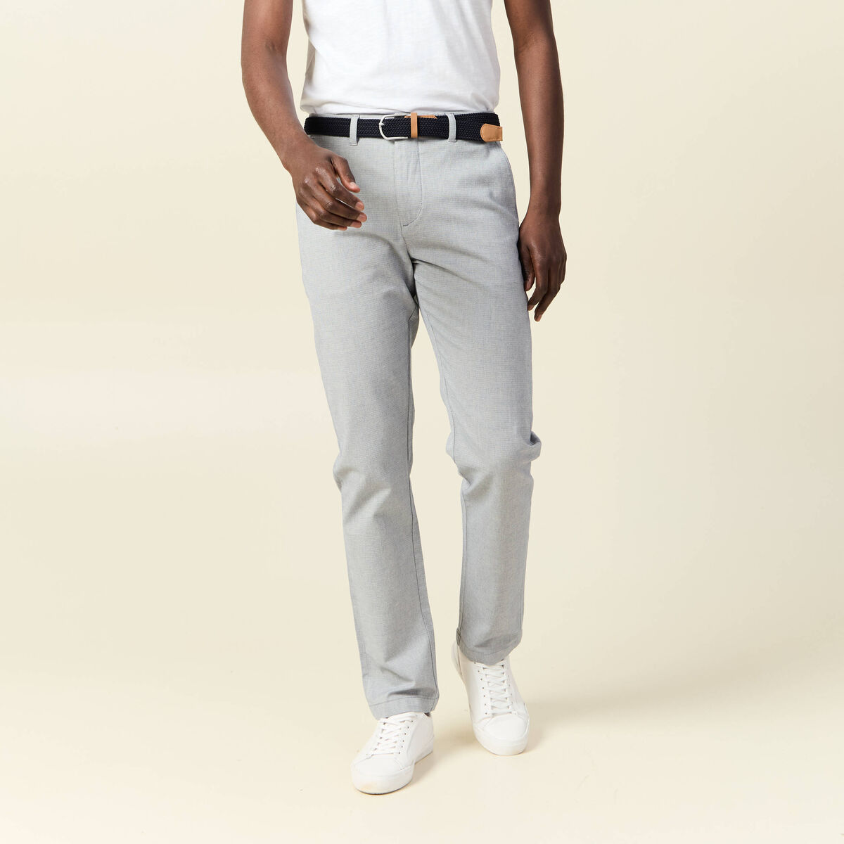Pantalon chino straight bleu gris homme