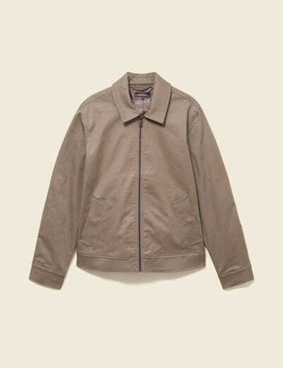 Blouson manches longues doubl&eacute; taupe homme