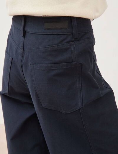 Pantalon coupe regular bleu marine femme