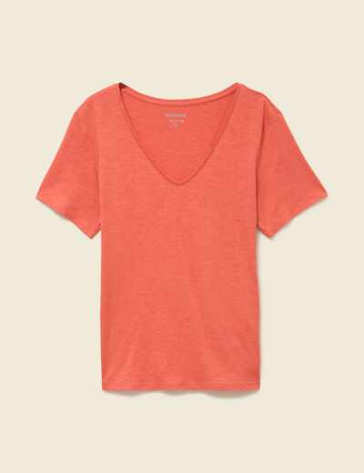 T-shirt manches courtes rouge fonc&eacute; femme