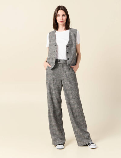 Pantalon large à pinces noir femme