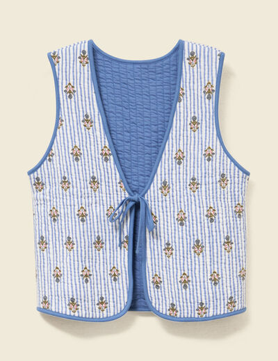 Gilet r&eacute;versible droit sans manches bleu ciel femme