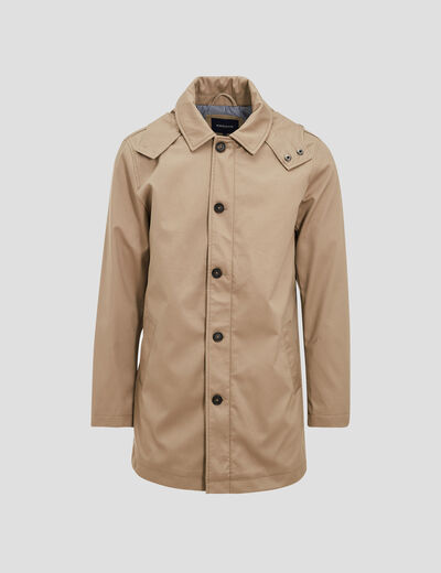 Trench droit à capuche beige homme