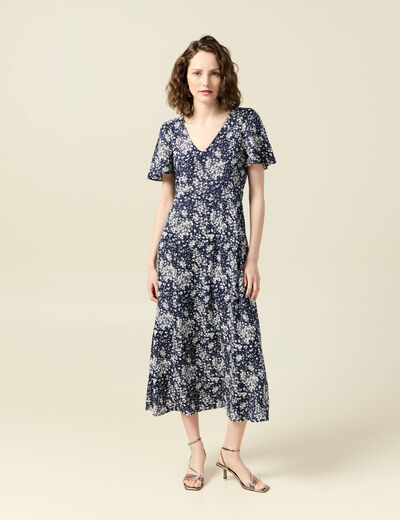 Robe longue éco-responsable bleu femme