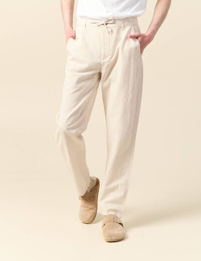Pantalon chino droit beige homme