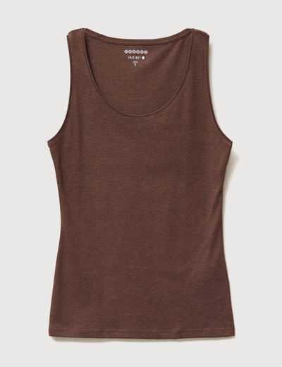 D&eacute;bardeur cintr&eacute; d&eacute;collet&eacute; sans manches marron femme