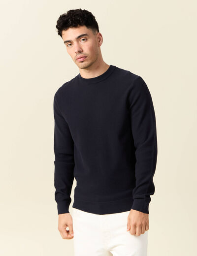 Pull éco-responsable bleu marine homme