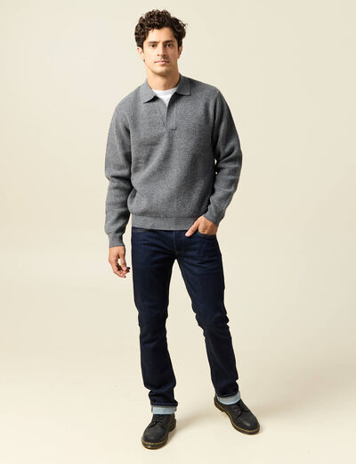 Pull col v gris fonc&eacute; homme