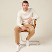 Pull manches longues torsades ecru homme