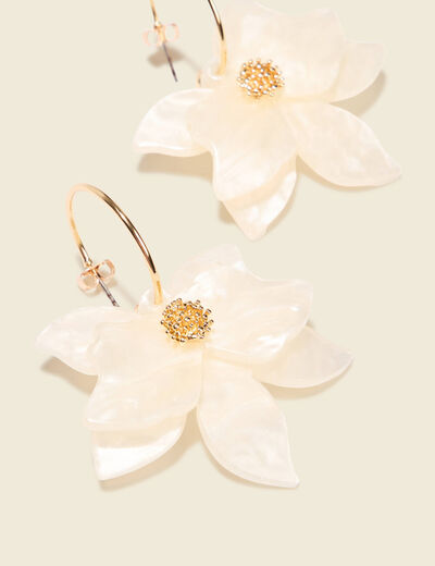Boucles d'oreilles pendantes creme femme