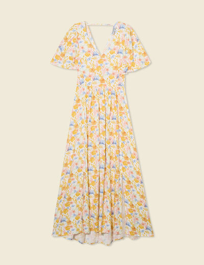 Robe longue évasée multicolore femme