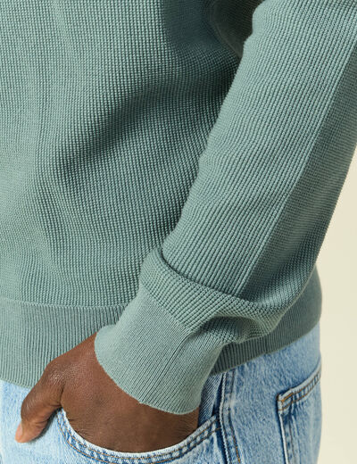 Pull fin col rond manches longues bleu gris homme