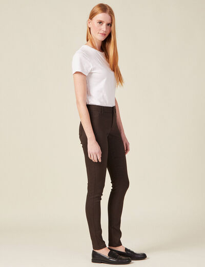 Pantalon skinny marron femme