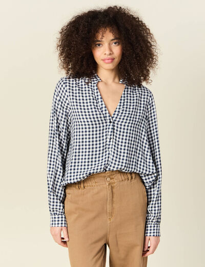 Blouse manches longues bleu marine femme