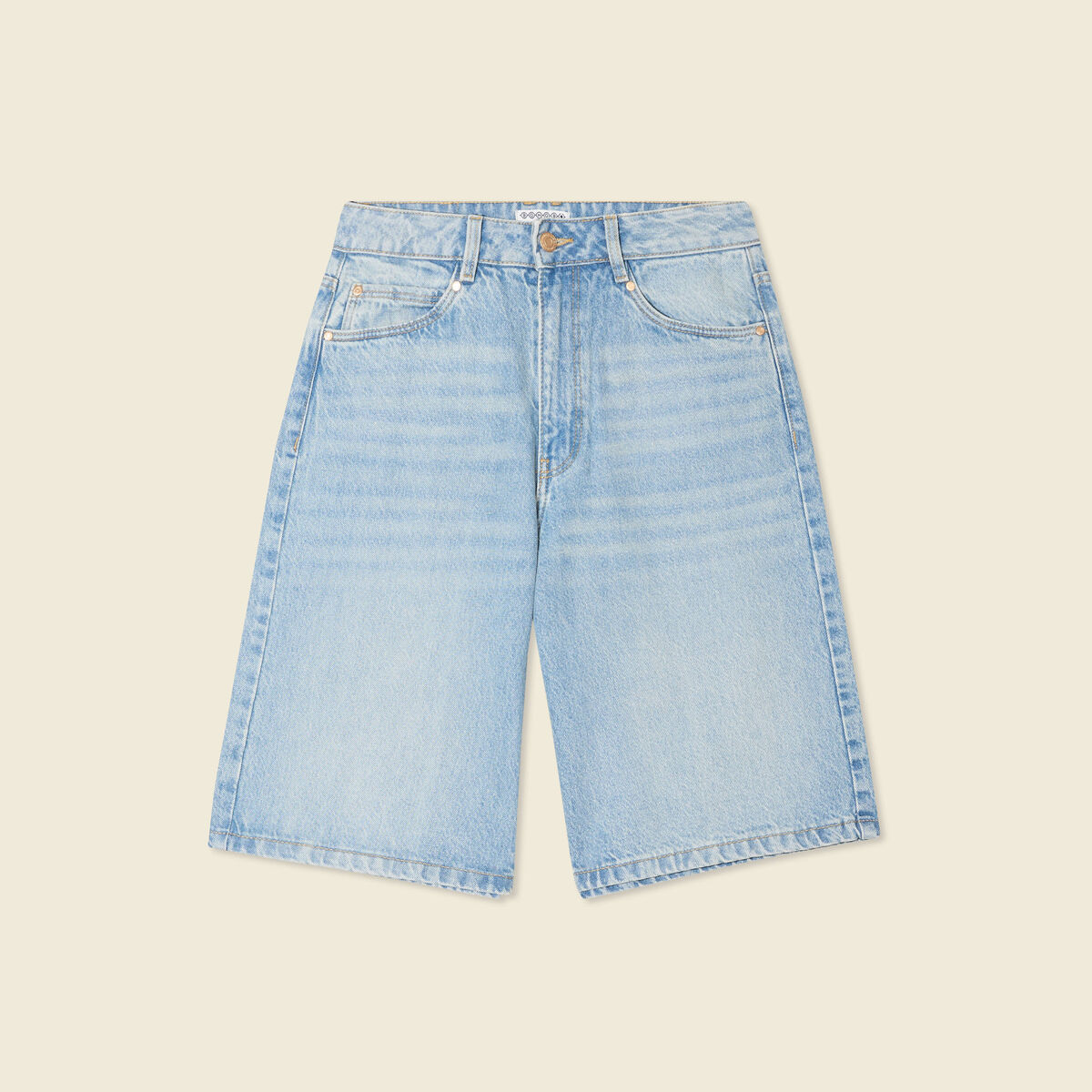 Bermuda large en jean denim used femme