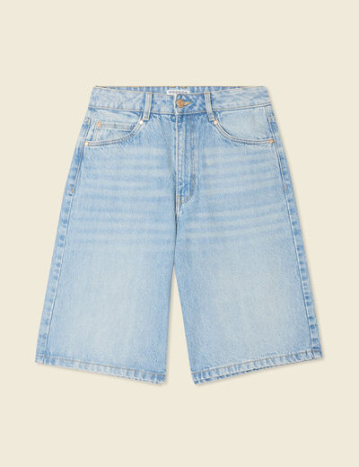 Bermuda large en jean denim used femme