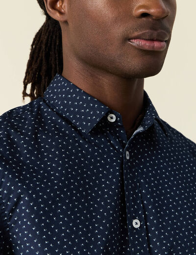 Chemise manches courtes bleu marine homme