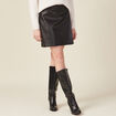 Jupe trapèze simili cuir noir femme