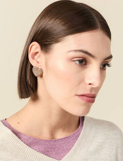 Boucles d'oreilles avec strass vieux rose femme