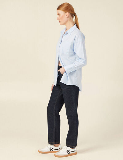 Chemise manches longues bleu ciel femme