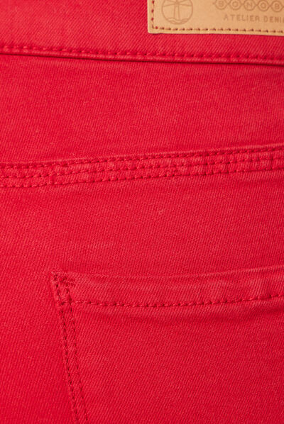 Pantalon slim rouge foncé femme