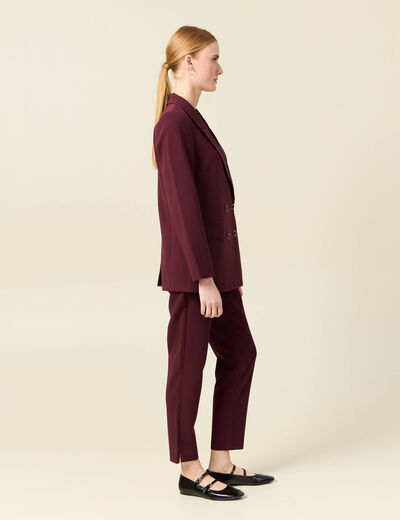 Veste blazer double boutonnage violet foncé femme