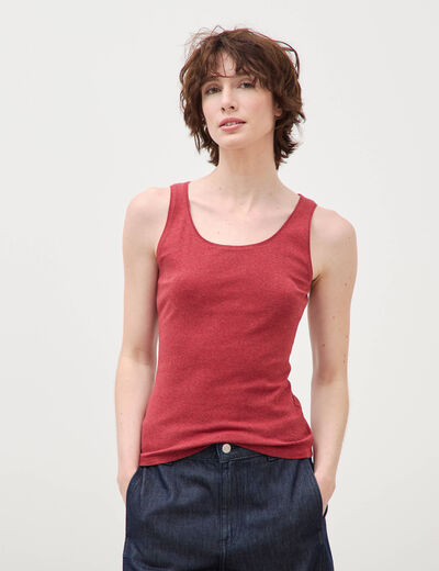 D&eacute;bardeur cintr&eacute; d&eacute;collet&eacute; sans manches bordeaux femme