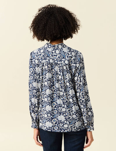 Chemise manches longues fluide bleu marine femme