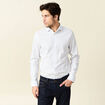 Chemise cintr&eacute;e en coton manches longues blanc homme