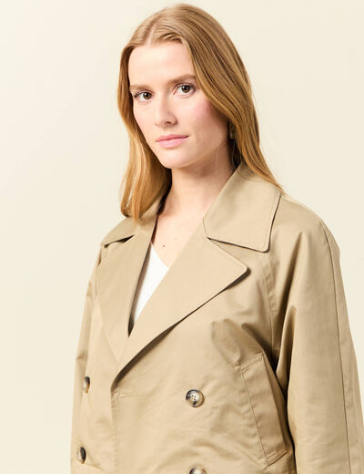Trench court fluide beige femme