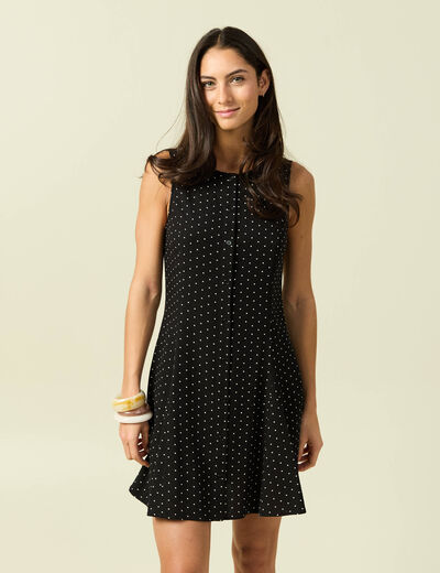 Robe fluide sans manches col rond noir femme