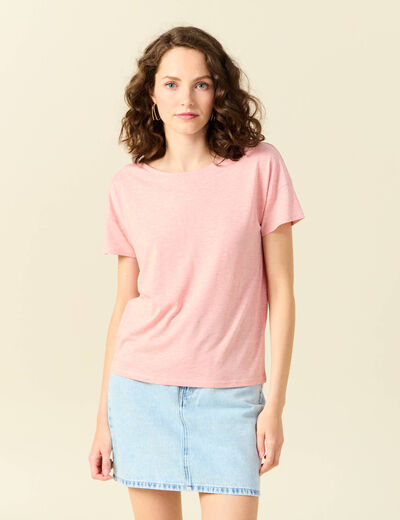 T-shirt manches courtes rose pastel femme