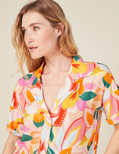 Chemise manches courtes multicolore femme
