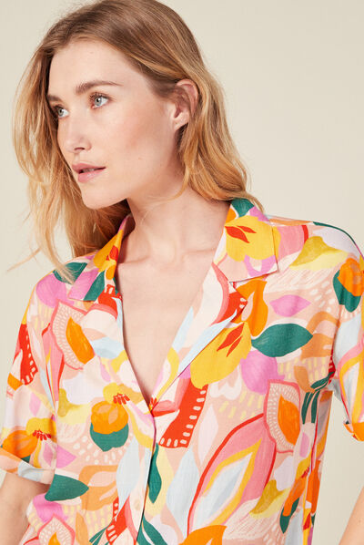 Chemise manches courtes multicolore femme