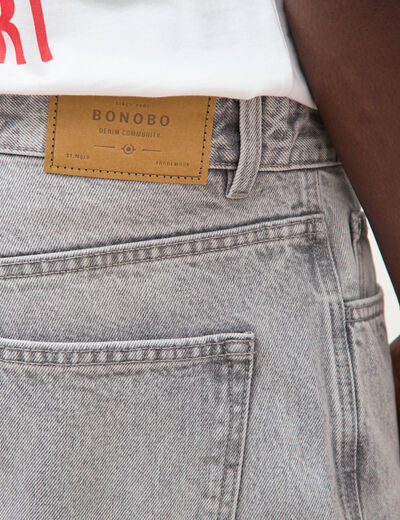 Jeans large longueur 34 en coton denim snow gris homme