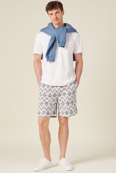 Bermuda droit taille nouée bleu foncé homme