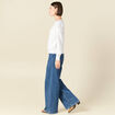 Pull col bateau manches longues en coton blanc femme