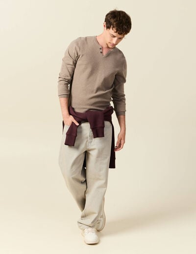 Pull manches longues vert kaki homme
