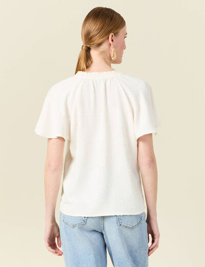 Blouse manches courtes blanc femme