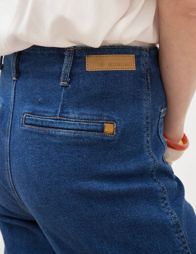 Jeans wide large taille haute bleu clair femme
