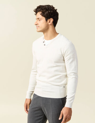 Pull manches longues ecru homme