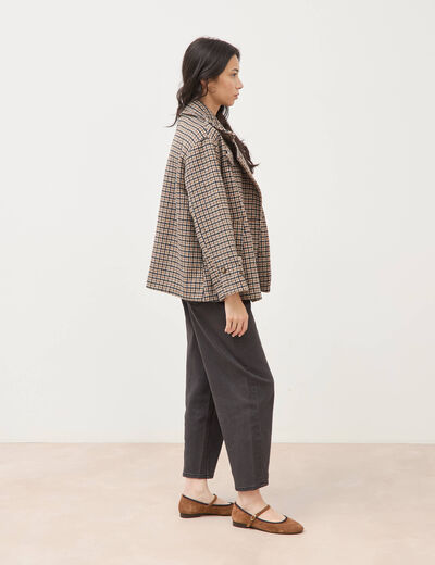 Caban oversize court col tailleur marron femme