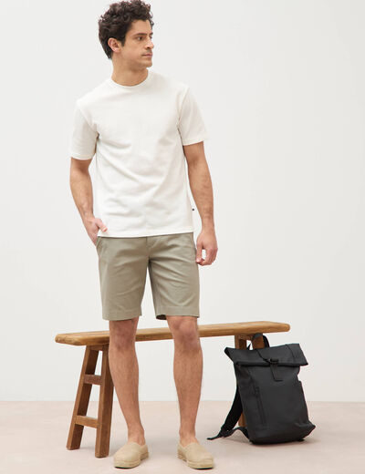 T-shirt col rond manches courtes ecru homme