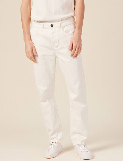 Jeans straight 5 poches denim blanc homme